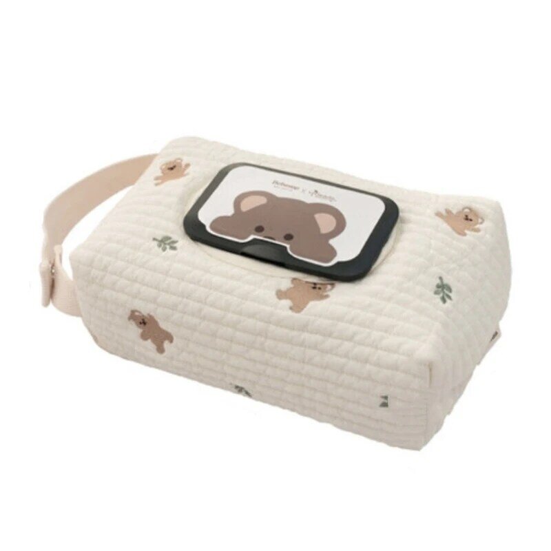 Étui à lingettes humides pour poussettes bébé, ours mignon, boîte organisateur, à rabat fiable