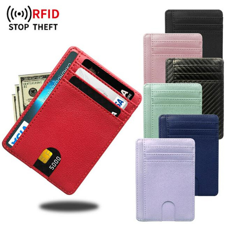 8 slot fino rfid bloqueio carteira de couro titular do cartão de identificação de crédito bolsa caso de dinheiro capa anti roubo para homens