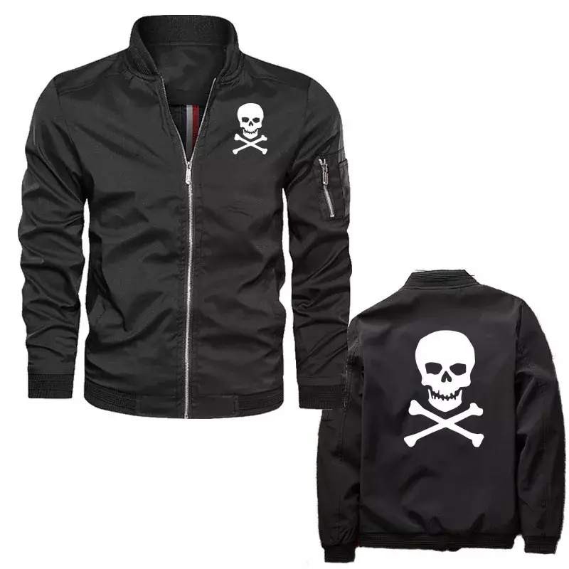 Skull Bomber Jacket Shoulder zipper Men Punk Hip Hop Tactical Streetwear Varsity coat Oversized Windproof motorcycle jacket