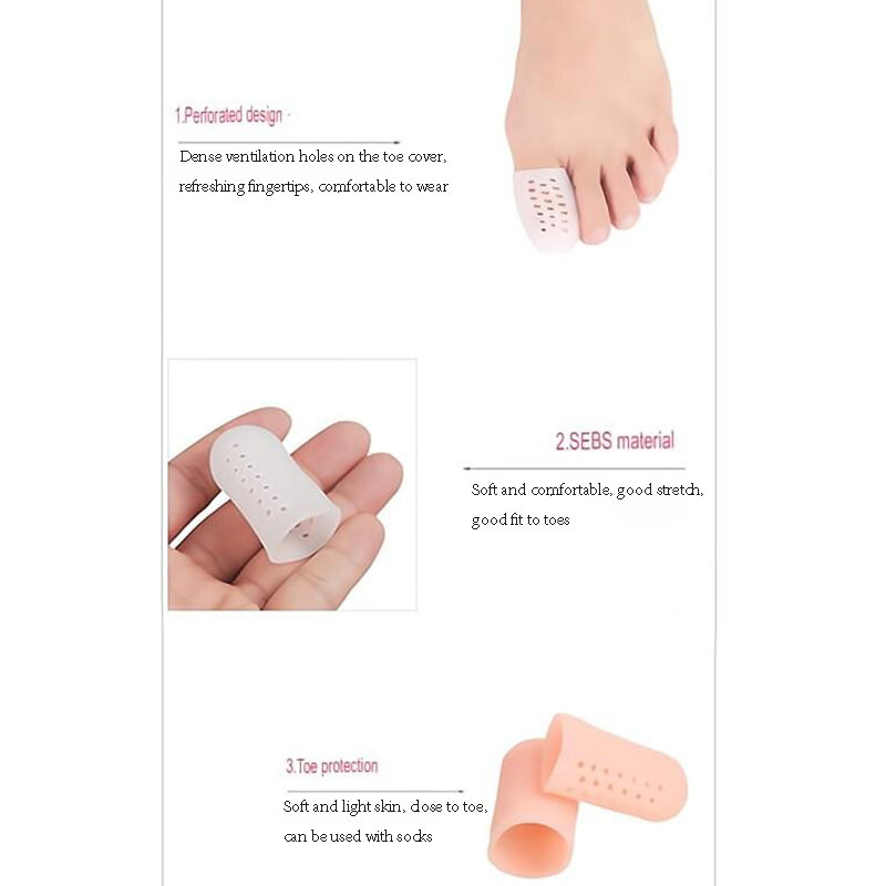 Silicone Gel Finger Toe Protector, tampa Cap, alívio da dor, prevenção de bolhas, calos, unhas ferramentas, cuidados com os pés, separadores Toe, 1 par, 2 pares, 5 pares