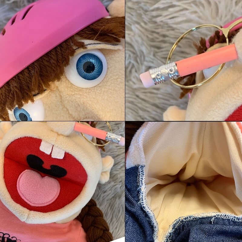 60Cm Boneka Jeffy Besar Topi Lembut Mainan Anak Laki-laki Perempuan Kartun Feebee Boneka Tangan Boneka Plushie Talk Show Alat Peraga Pesta Hadiah Natal