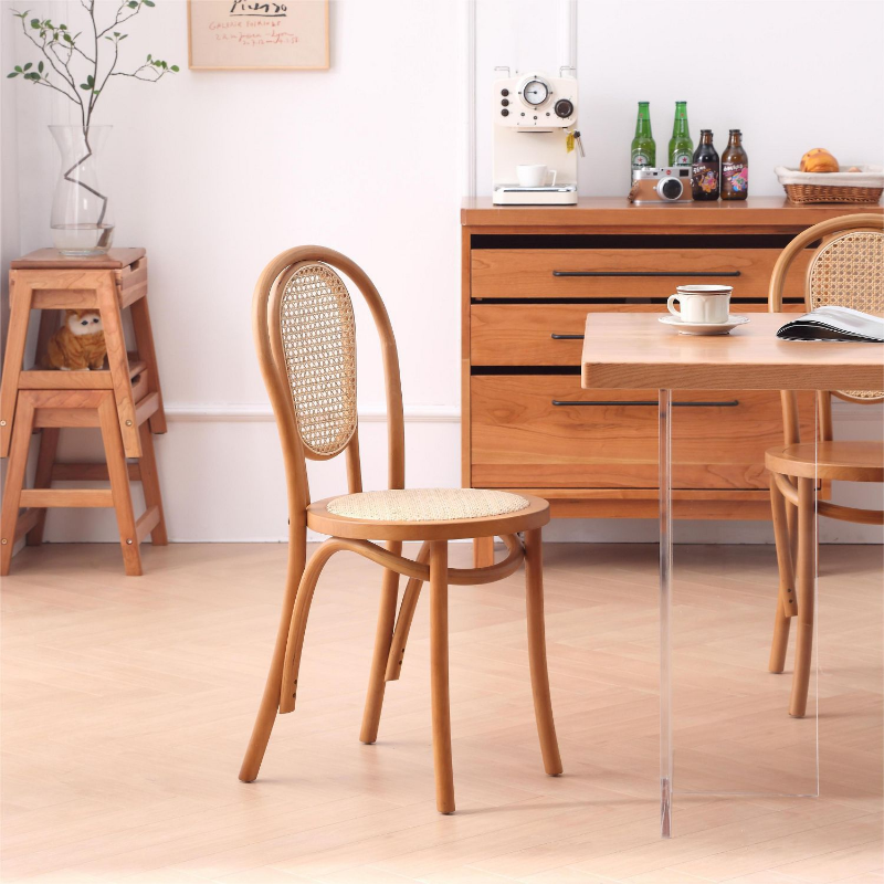 Silla de madera maciza Vintage, escritorio, silla de caña, diseño maestro, silla antigua, cafetería, hotel