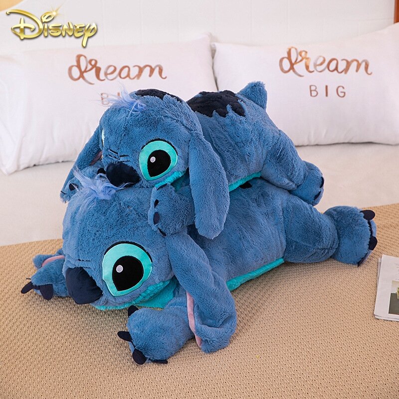 Disney 45/60/80cm Stitch Doll Plush Toys Lilo&Stitch Plush Stuffed Doll Soft Pillow Prone Posture Dark/Light Blue Cute Toy Gifts