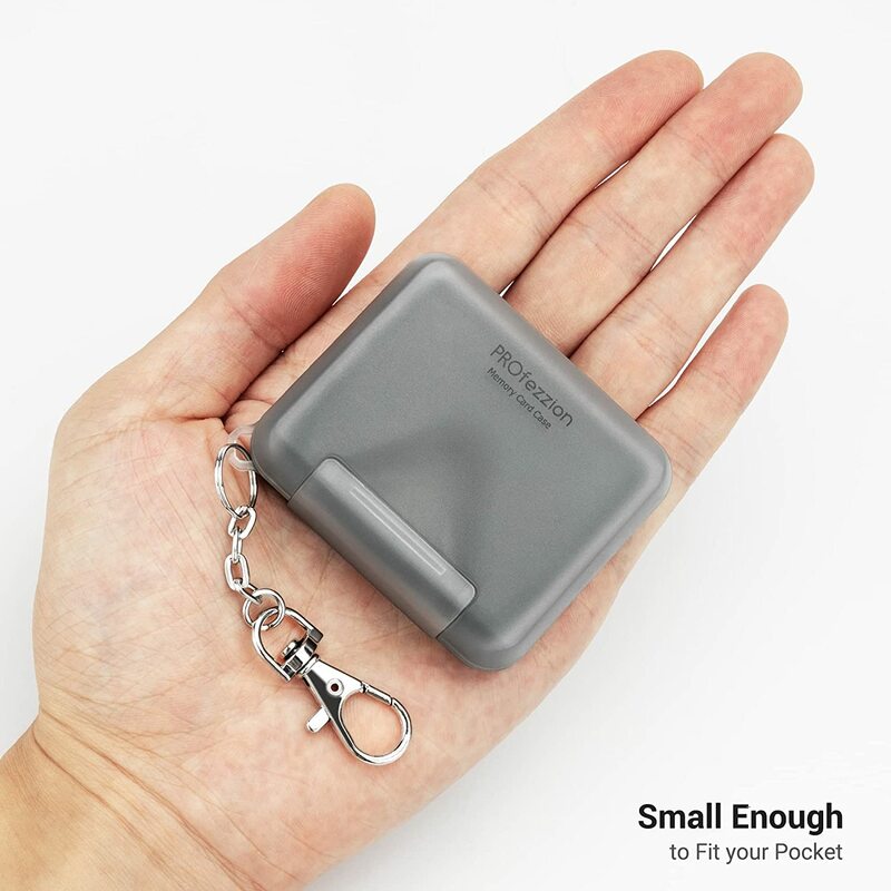 PROfezion 휴대용 SD 카드 홀더, 방수 충격 방지 SD 카드 케이스, 캐랍이 있는 SD, SDXC, SDHC 카드 4 슬롯 보관