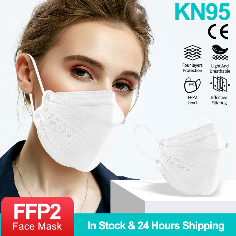 Mascarilla facial FFP2 para adultos, tapabocas KN95 con respirador a prueba de polvo, 7 colores, con certificado CE, color negro, piezas, 10-100