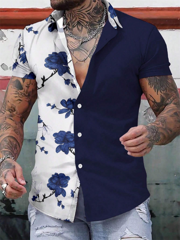 남성용 꽃 식물 휴가 하와이안 셔츠, 야외 하와이안 휴가, 여름 라펠 반팔 XS-5XL 셔츠, 2024 빠른 배송