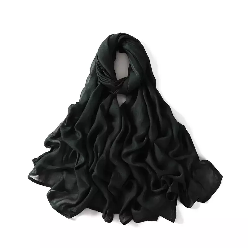 Women Big Size Plain Solid Cotton Rayon Hijab Scarf Lady High Quality Wraps and Shawls Musulman Headband Islamic Turban 180*95Cm