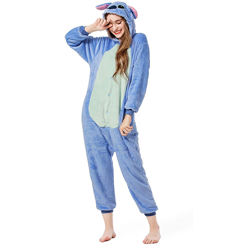 Disney-disfraces de Lilo Stitch para adultos y hombres, mono con capucha, pijama, ropa de Halloween