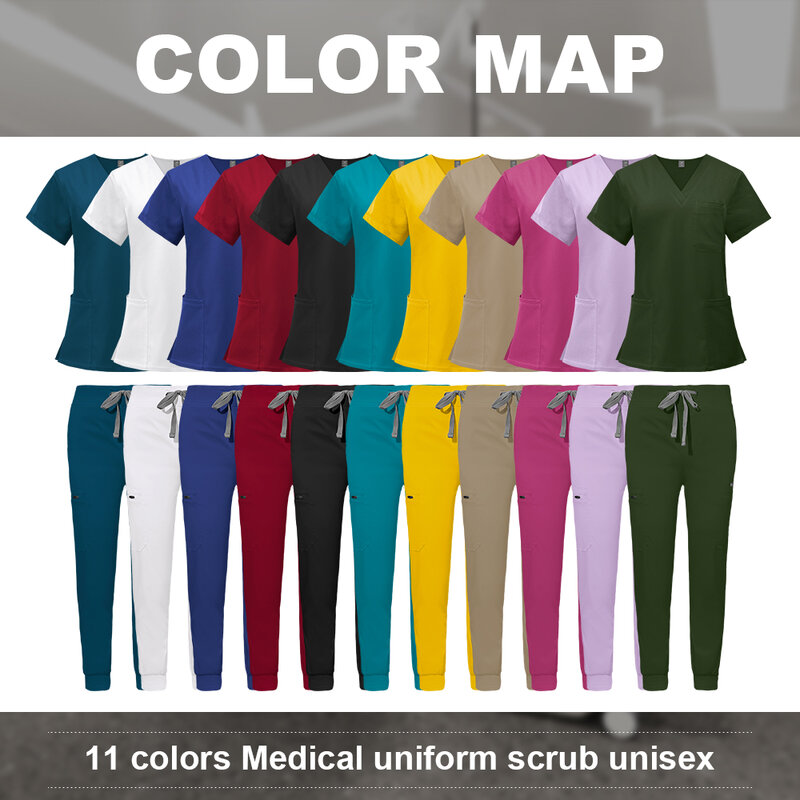 Niaahinn-uniforme de enfermería Unisex para mujer, ropa médica de Hospital, camiseta de manga corta con cuello en V, pantalones de Jogging, traje suave