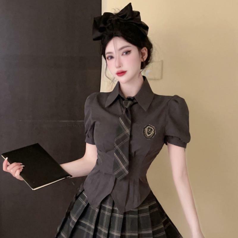 Летняя Новинка, униформа Jk в японском и корейском стиле, комплект школьной формы для девочек, рубашка с коротким рукавом, модные комплекты из двух предметов