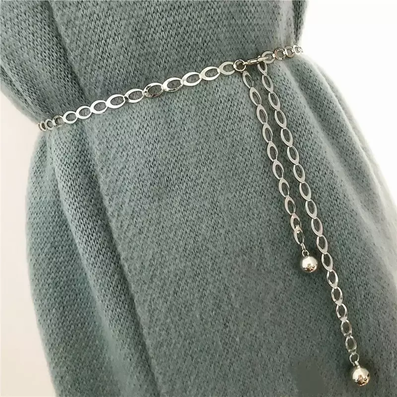 Cinturones de moda para mujer, cinturón de diseñador de lujo, Retro, plateado, tallado, ahuecado, cadena, elegante, redondo, Metal