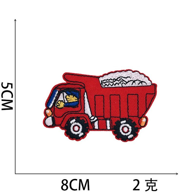 Emblema de bordado de escavadeira e caminhão infantil, Patch adesivo dos desenhos animados, Tecido DIY, Etiqueta térmica para saia jeans e jaqueta, Adesivo costurar