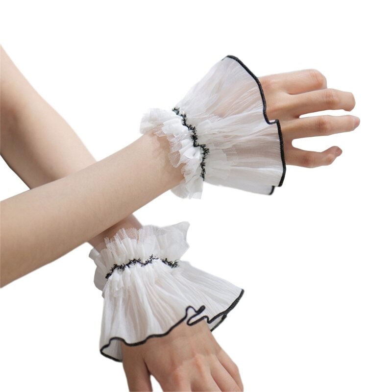 Penutup manset sweter kemeja lengan Ruffle dekoratif lengan imitasi gaya Perancis gaya baru