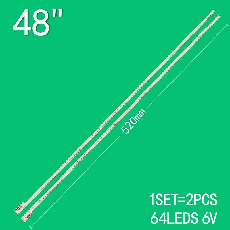 Baru 2 buah 48 "LJ64-03260A LJ64-03260B strip LED strip SLED 2011SGS48 7030 64 L REV1.0 520mm 64 LEDs untuk LED48K510G3D