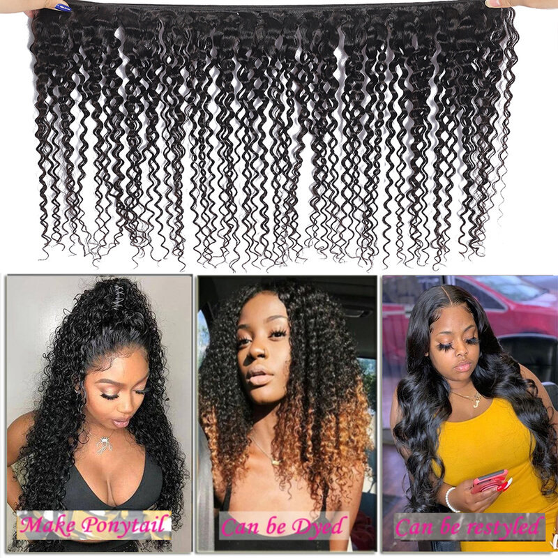Indian Kinky Curly Human Hair 1 3 4 Bundles Deal Raw Hair Original Tissage Human Hair On Sale Deep Curly Natural Hair Extensions