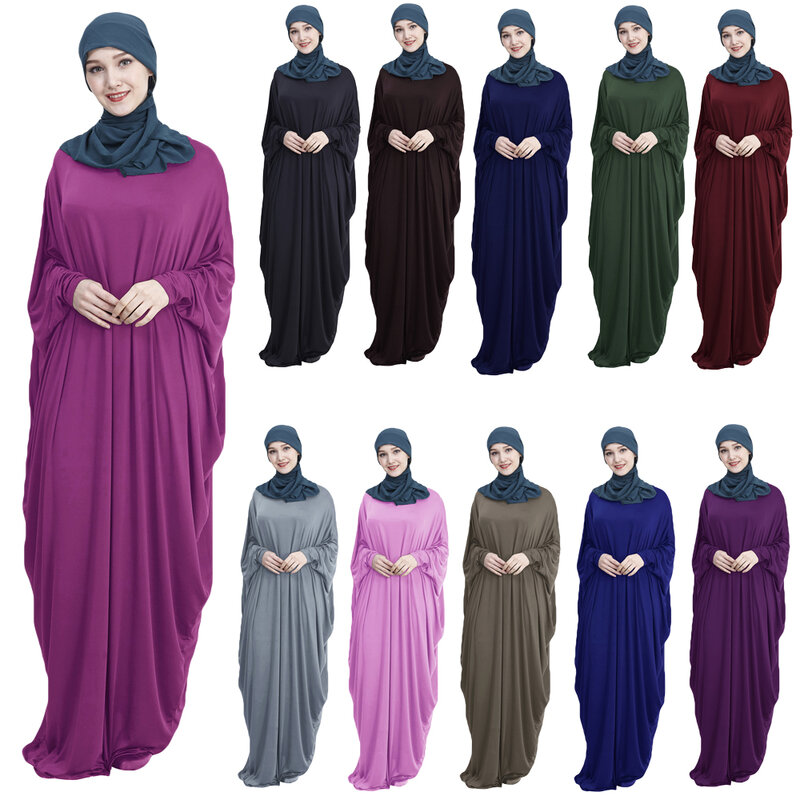 Gaun doa satu potong wanita Muslim 2024, gaun Maxi Lebaran Ramadan Arab pakaian Islami Abaya sederhana Kaftan