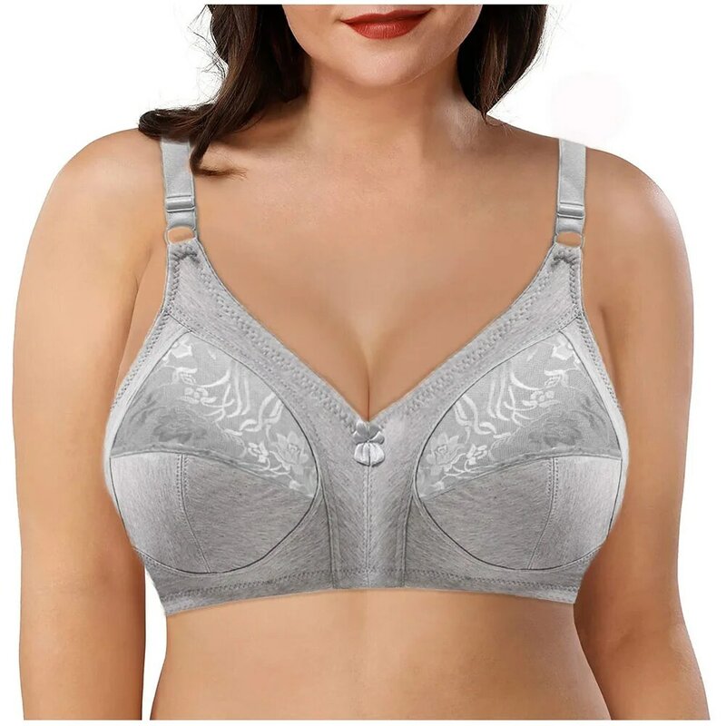 Seamless White Black Khaki Lace Bra Full-Coverage Big Cup C D E F G Support Push Up Bras For Women Sexy Comfort Cotton BHS C02