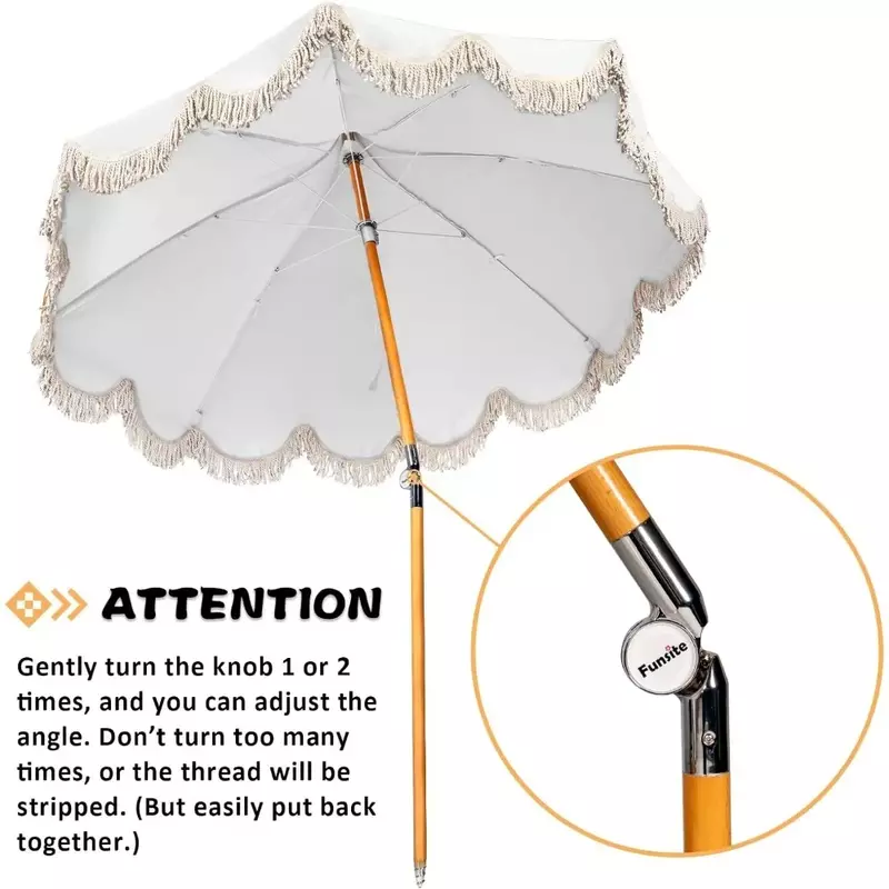 A 6.5-foot pagoda beach umbrella with tassels for outdoor garden lawn, swimming pool, yard table, high-end wooden pole foldable