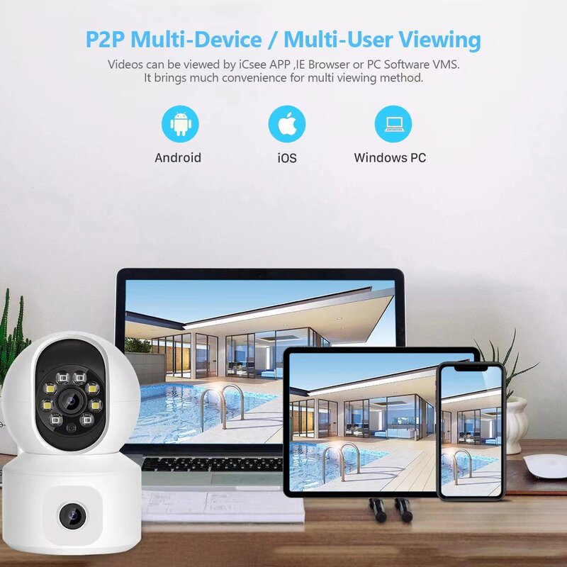 Saikiot-Caméra de surveillance intérieure IP WiFi 4MP/6MP (ICN2), dispositif de sécurité domestique sans fil, avec vision nocturne et vision nocturne
