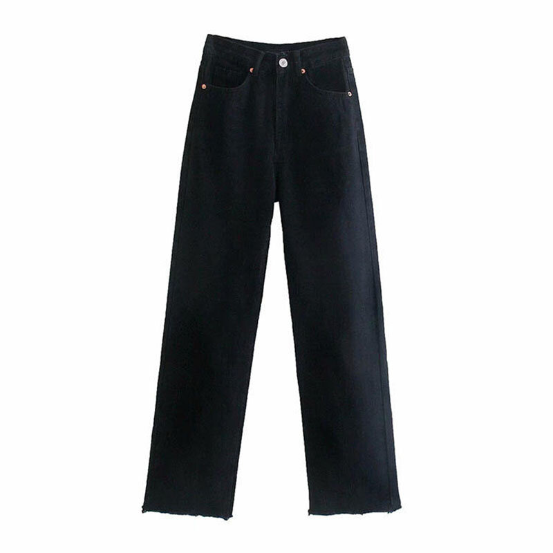 ZATRHMBM-Jeans jeans feminino multicolor reto de cintura alta, bolso lateral vintage, calças com zíper, moda feminina, novo, 2022