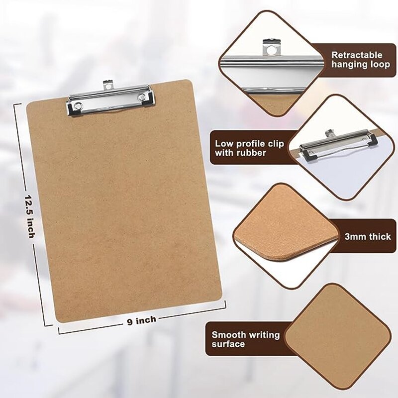 10Pcs Wooden Board Clips Flat Folder Menu Holder Wooden Clipboard Splints For Office, School, Classroom Supplies Durable Brown