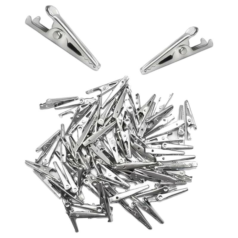 100x Metal Alligator Clips Spring Clamps Stainless Clip Stable Grip Crocodile Clamps for Laboratory Testing