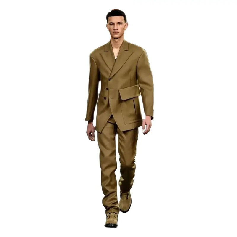 Luxury Men Suits Blazer Solid Color Blazer Single Breasted Peak Lapel Formal Occasion Party Elegant 2 Piece Jacket Pants Tailor