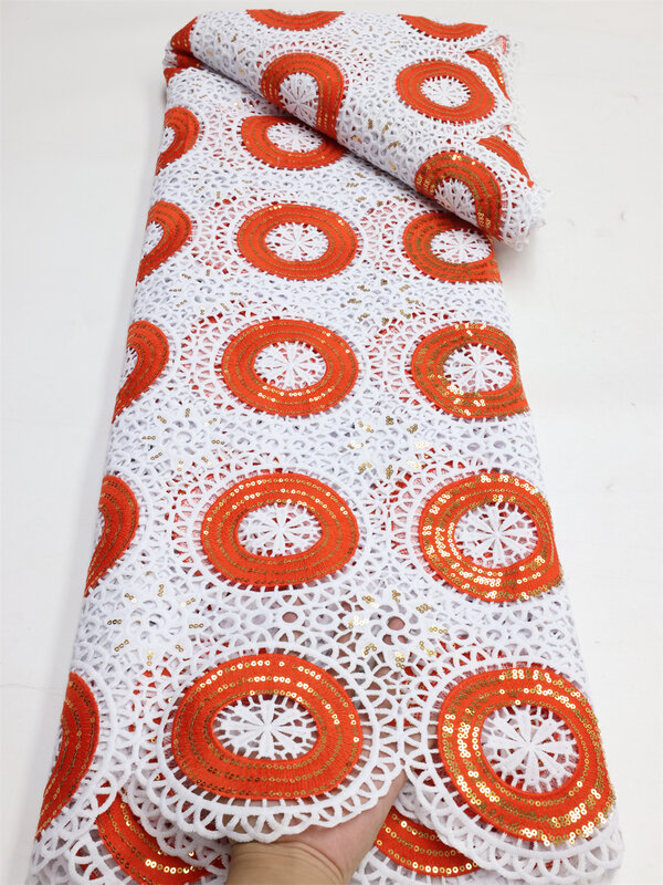 Nuovo Design ericamo tessuto africano Guipure Cord svizzero Voile pizzo cotone nigeriano seta del latte rete solubile in acqua per la festa LY1627