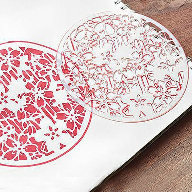 Round Flower Card DIY Scrapbooking Spray Template Ruler Painting Supplies Stencils