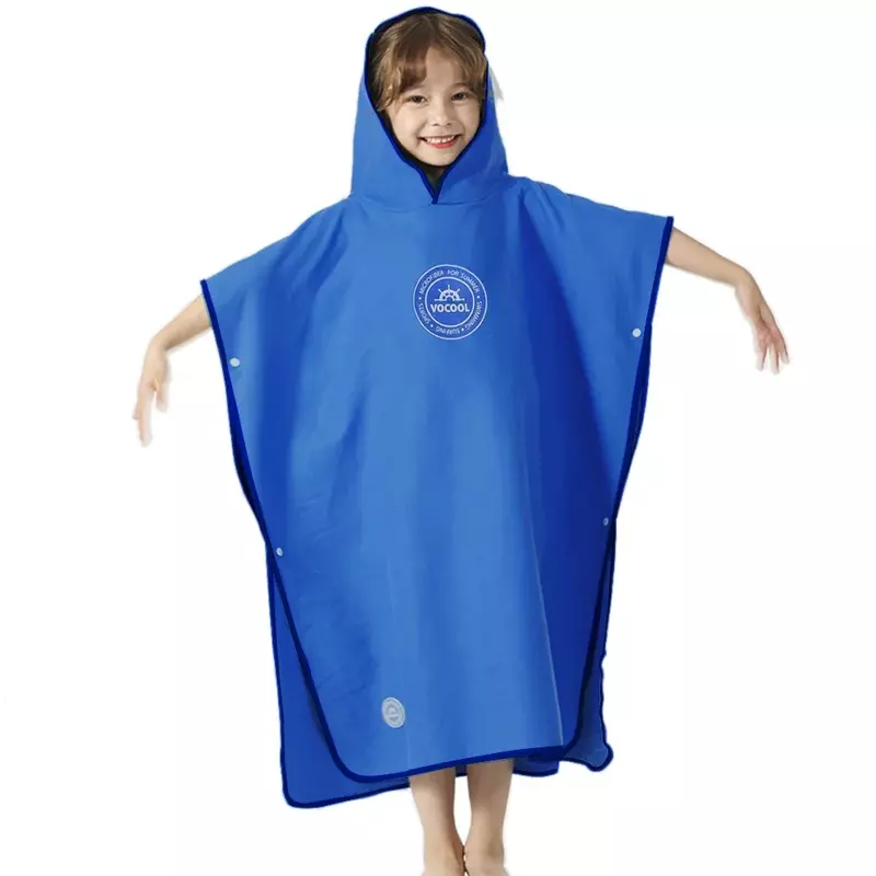 Microfiber Swim Cover-ups for Kids Hooded Bath Beach Poncho Towels Surf Poncho Quick Dry Changing Bathrobe Child Swimming Towels