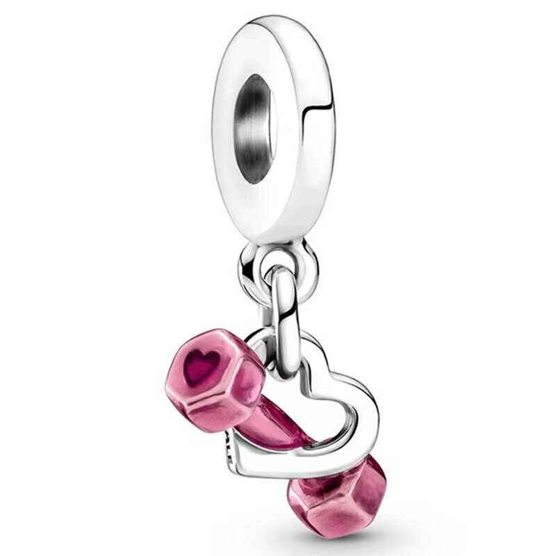 Nuovo squisito originale carino rosa orso fiore amore batteria ciondolo auto adatto per il regalo originale del braccialetto delle donne Pandora