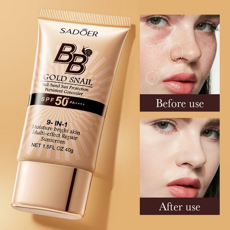 Protetor solar bb creme, clareamento, base, corretivo, hidratante, duradouro, tom de pele, base de maquiagem, primer, maquiagem facial
