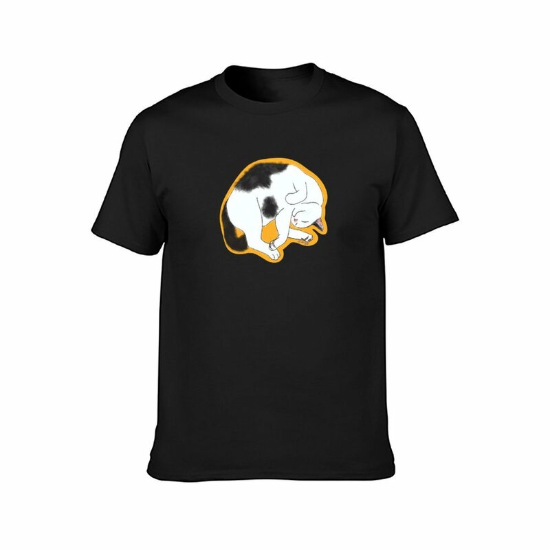 Django the Black and White Cat T-Shirt boys animal print plain funnys T-shirts for men cotton