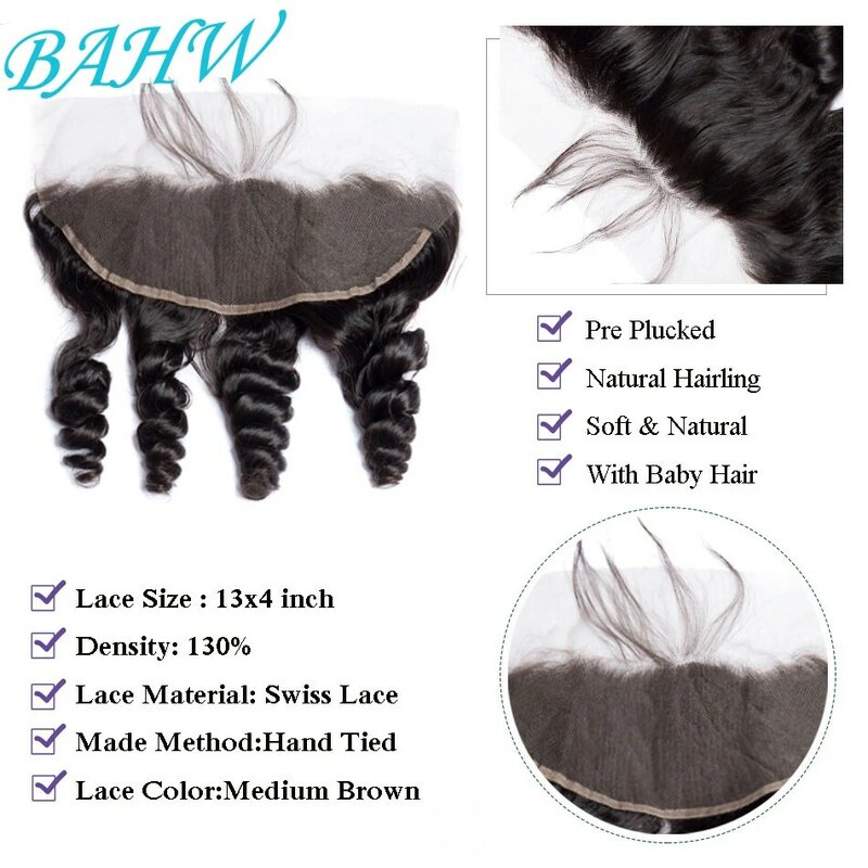 12A Brazilian Loose Wave Bundles With 13x4 Lace Frontal 100% Virgin Human Hair Loose Wave Bundles With 4x4 Closure Natural Color