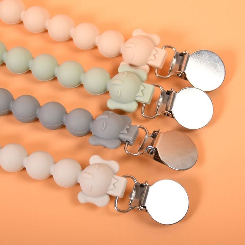 Useful Non-slip Silicone Bead Anti-drop Safety Multi-color Baby Pacifier Chain Nipple Holder Molar Chain Pacifier Clips Chains