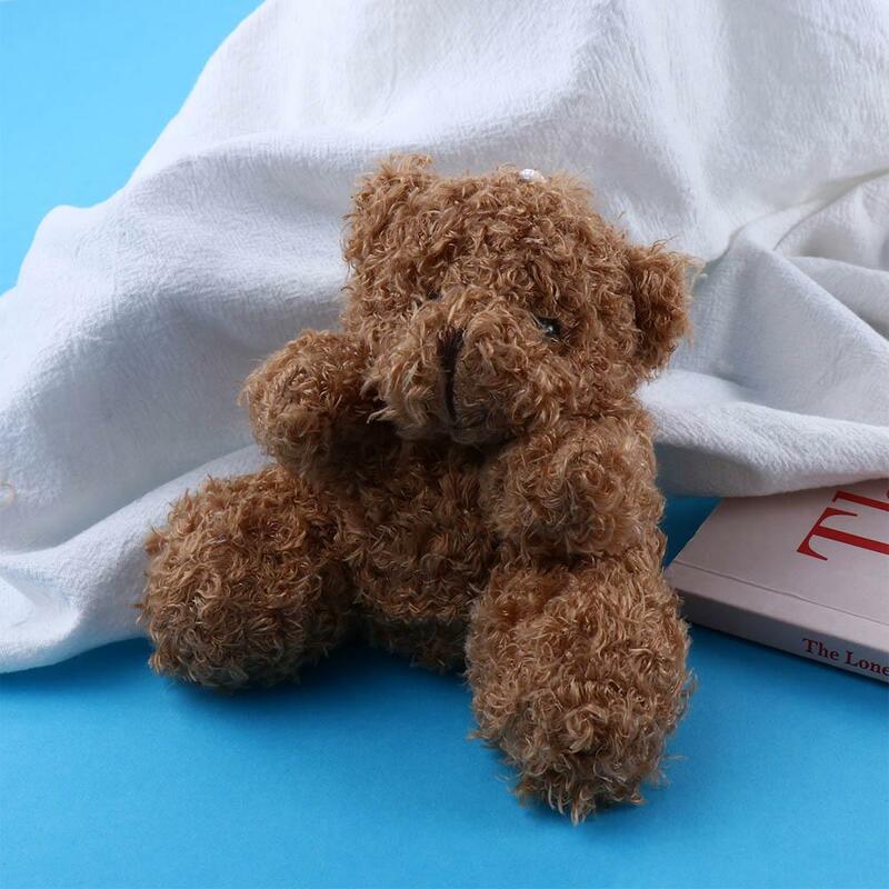 10cm Plush Little Teddy Bear Pendant Doll Stuffed Toys for Kids Girlfriend Keychain Holiday Gift Box Filling Decoration