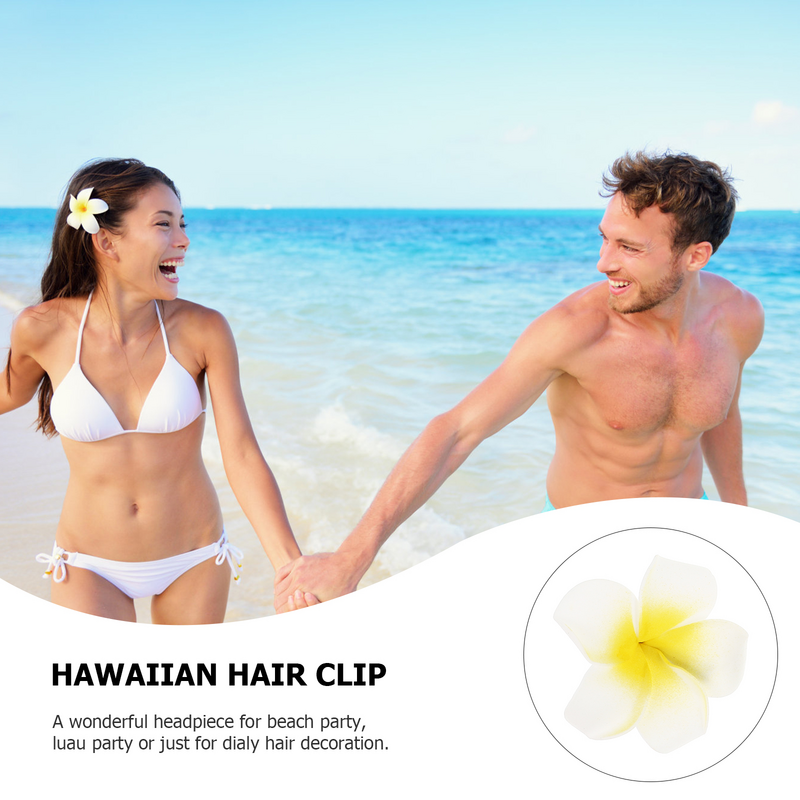 Flores havaianas Clipes de cabelo para mulheres, Nupcial Barrette, Tropical Beach Wedding Party Hairclip, Plumeria Hairpin Acessórios