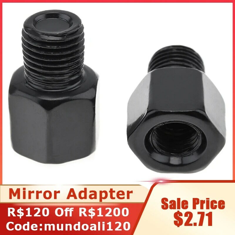 2 Chiếc Gương Adapter M8 M10 10Mm 8Mm Đa Năng Đen Xe Máy Xe Máy Gương Chiếu Hậu Adapter Bu Lông Thép Kim Loại dành Cho Xe Máy