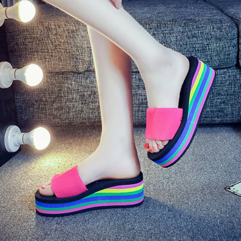 Pantofola da donna moda estate donna piattaforma pantofola tacco a zeppa scarpe donna pantofola diapositive zapatos para mujer