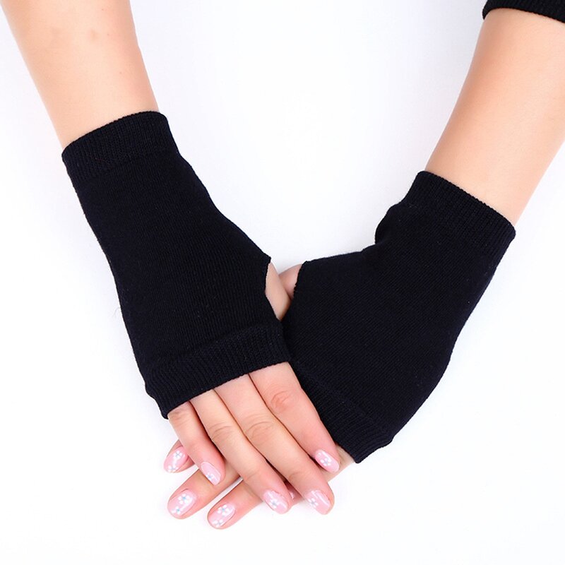 4 пары, женские и мужские трикотажные перчатки без пальцев