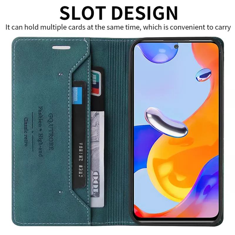 Wallet RFID Blocking Magnetic Flip Leather Case For Xiaomi Redmi Note 13 Pro Plus 12 11S 10 9 8T 7 13C 12C 10C Mi 11T 13T Cover