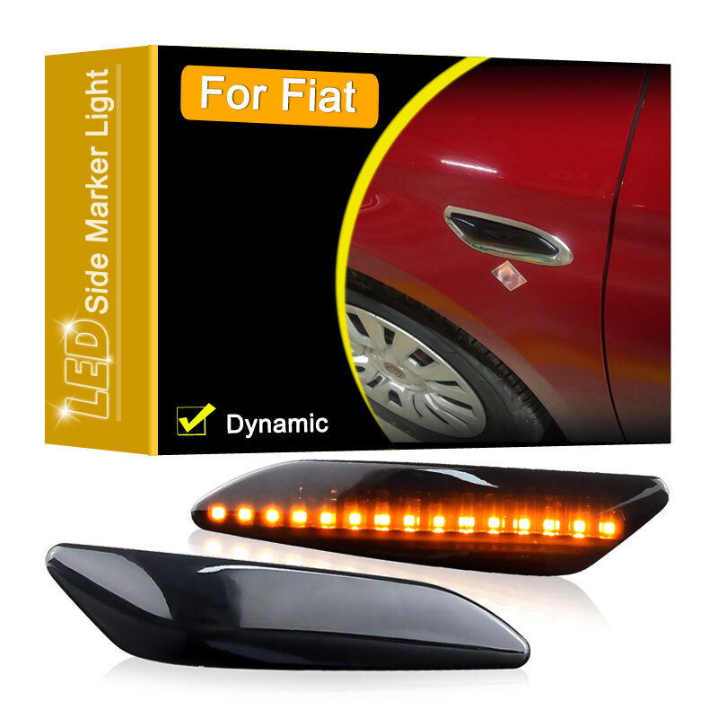 Luz LED dinámica para intermitente de coche, marcador de guardabarros lateral, resistente al agua, con lente ahumada, para Fiat Tipo typ (356), 2015-2020