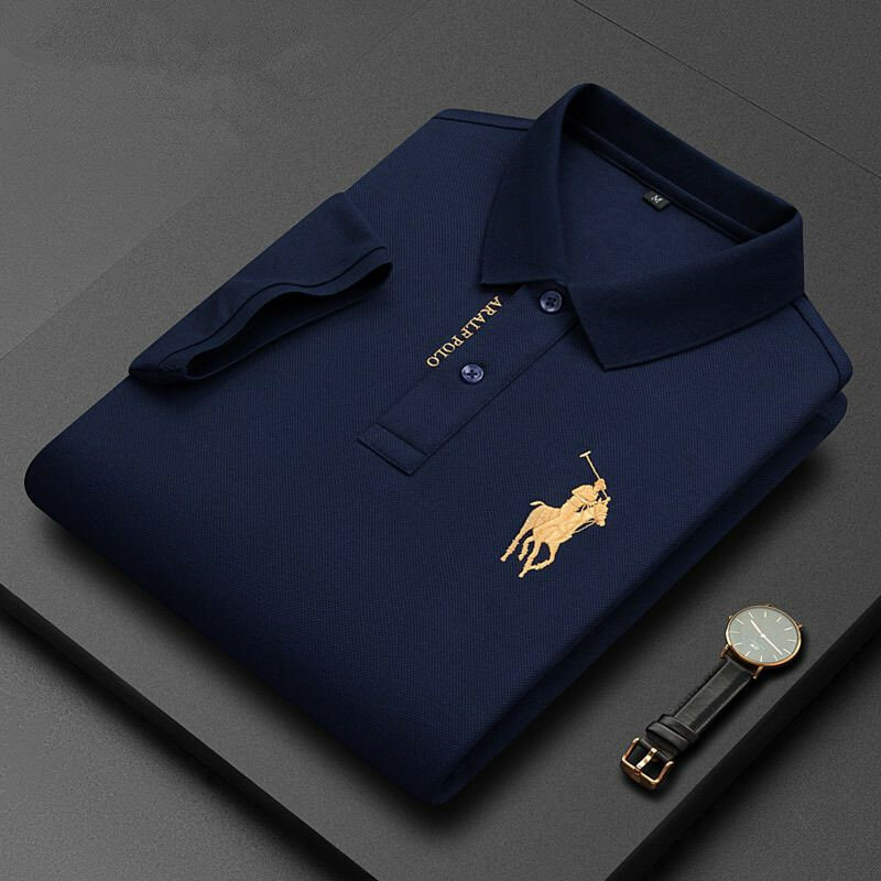 Summer New Men's Lapel Half Sleeve Polo Shirt Fashion Casual Business Embroidered T-shirt polo shirts Free delivery