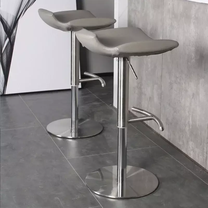 Кожаный Европейский барный стул, винтажная гостиная, кухня, серый барный стул, промышленные ножные табуреты, Altos Cocina, Минималистичная мебель для дома