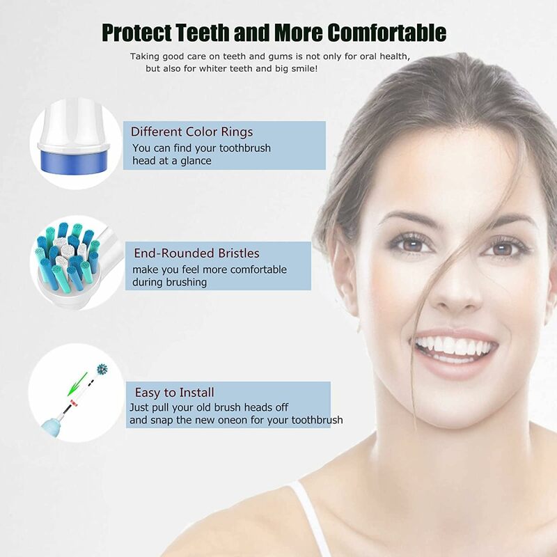 歯のホワイトニングや歯磨き粉を取り除くための,口腔ケアのための深い電動歯ブラシヘッド,余分な柔らかい毛