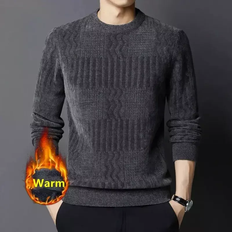 Sweater rajut serbaguna pria, atasan Sweater hangat kasual musim gugur musim dingin 2024, Sweater rajut serbaguna untuk pria