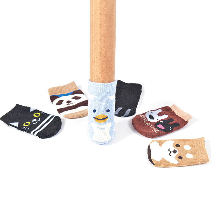 4Pcs Cute Cartoon Table Foot Socks coprisedili per sedie protezioni per pavimenti calzini antiscivolo per maglieria per mobili Home Table Leg Caps