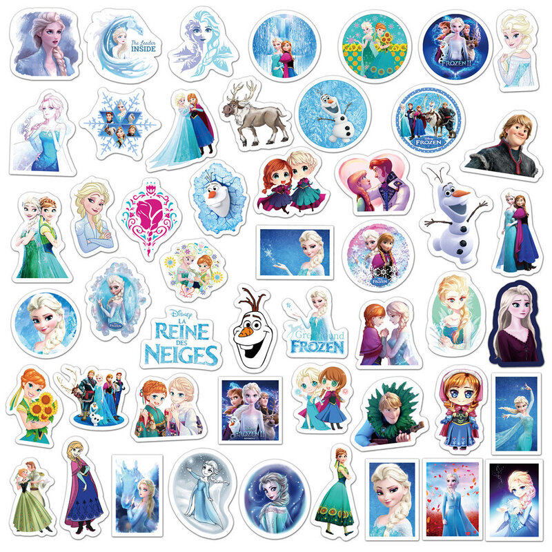 10/30/50 sztuk śliczne Disney Anime Frozen naklejki Kawaii Cartoon księżniczka dziewczyny naklejki zabawki DIY telefon pamiętnik walizka naklejka Graffiti