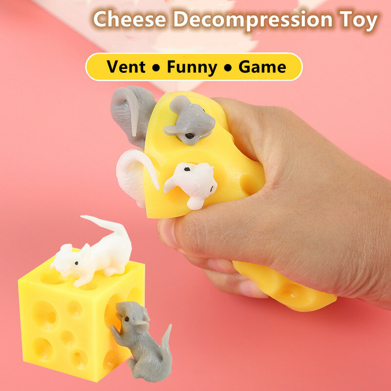 1 ~ 5 pezzi divertente topo formaggio spremere giocattolo antistress topo elastico In blocco foro formaggio decompressione giocattolo sfiato decompressione In lattice