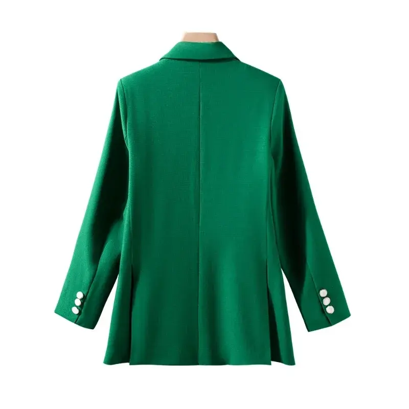 Blazer formal monocromático para mulheres, casaco de manga comprida para senhoras do escritório, rosa e verde, casaco feminino, outono e inverno